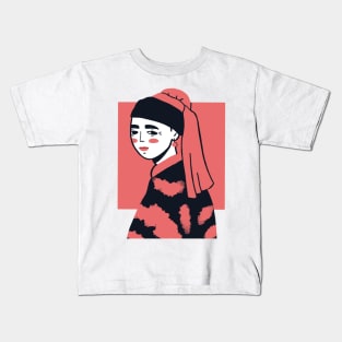 Pop Girl A With Pearl Earring Kids T-Shirt